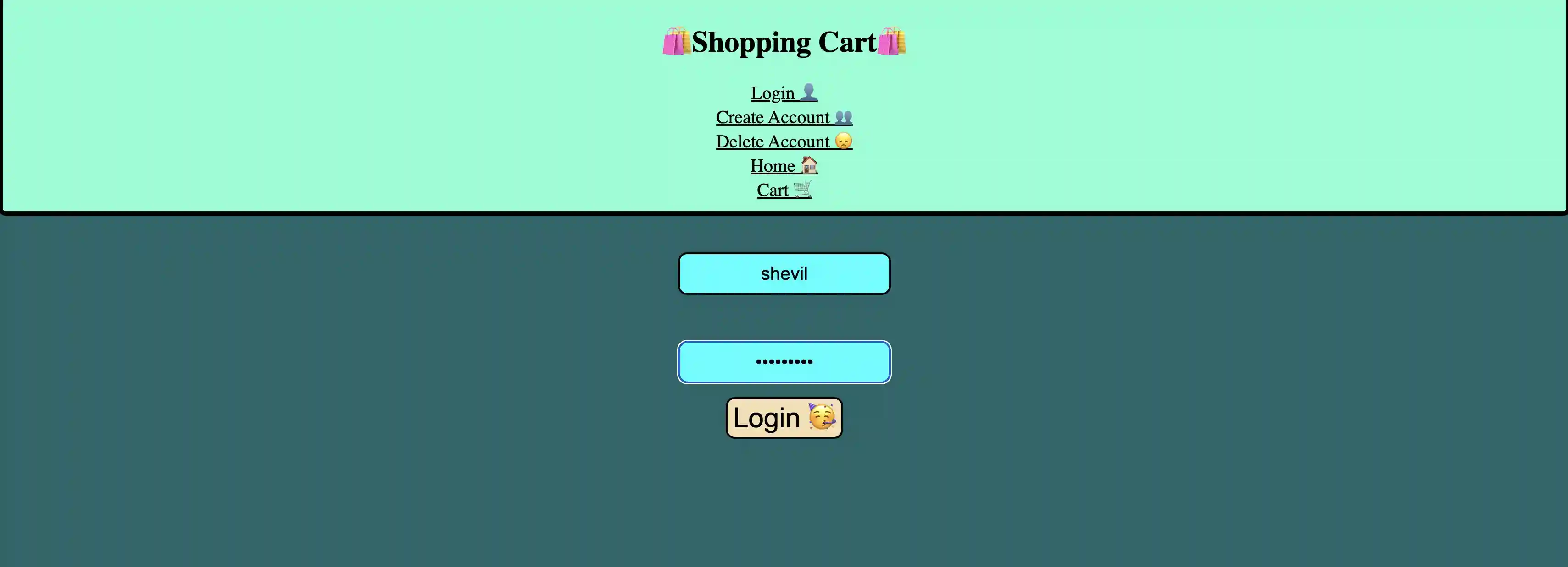 Screenshot of Shopping Cart