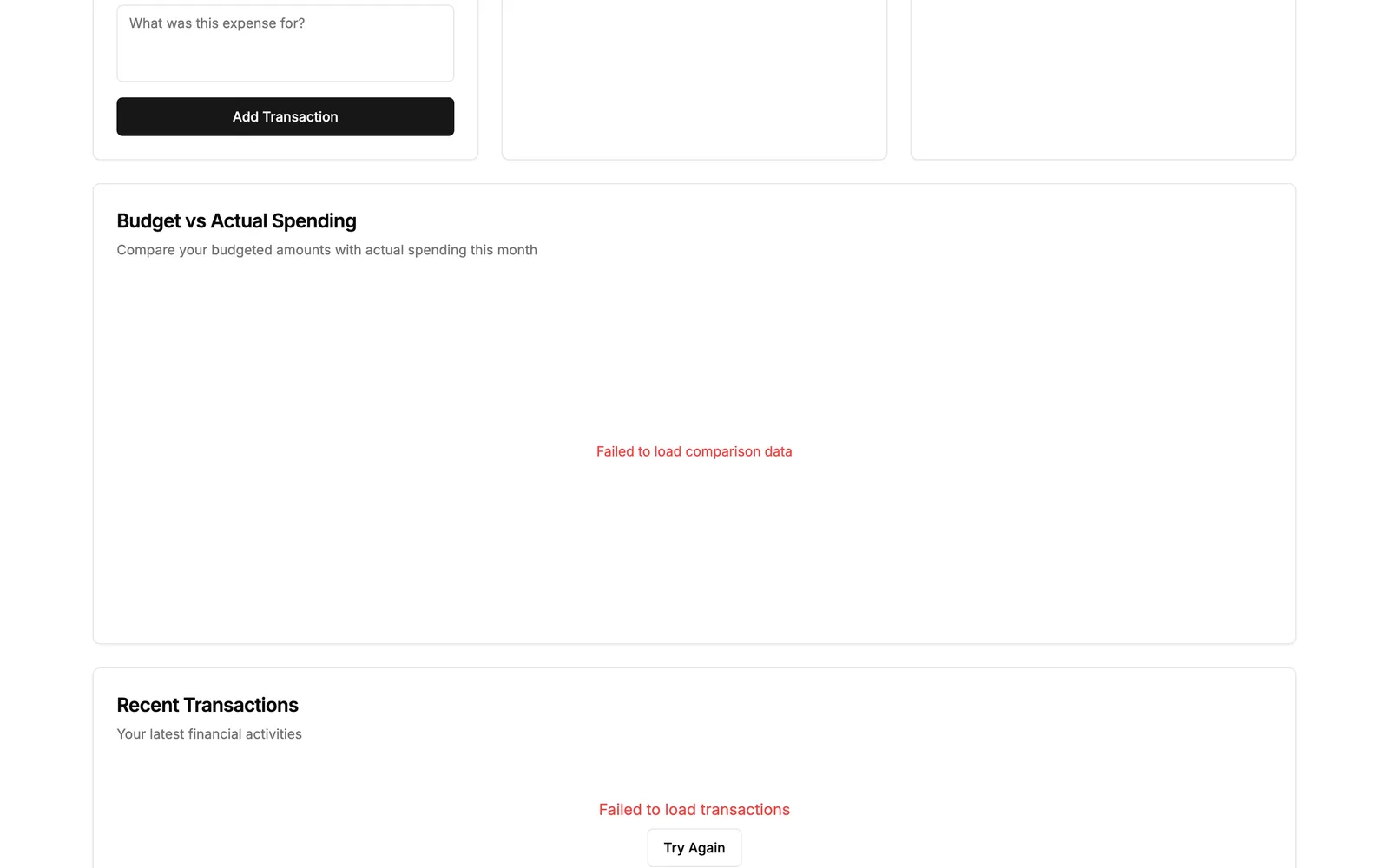 Screenshot of Personal Finance Tracker